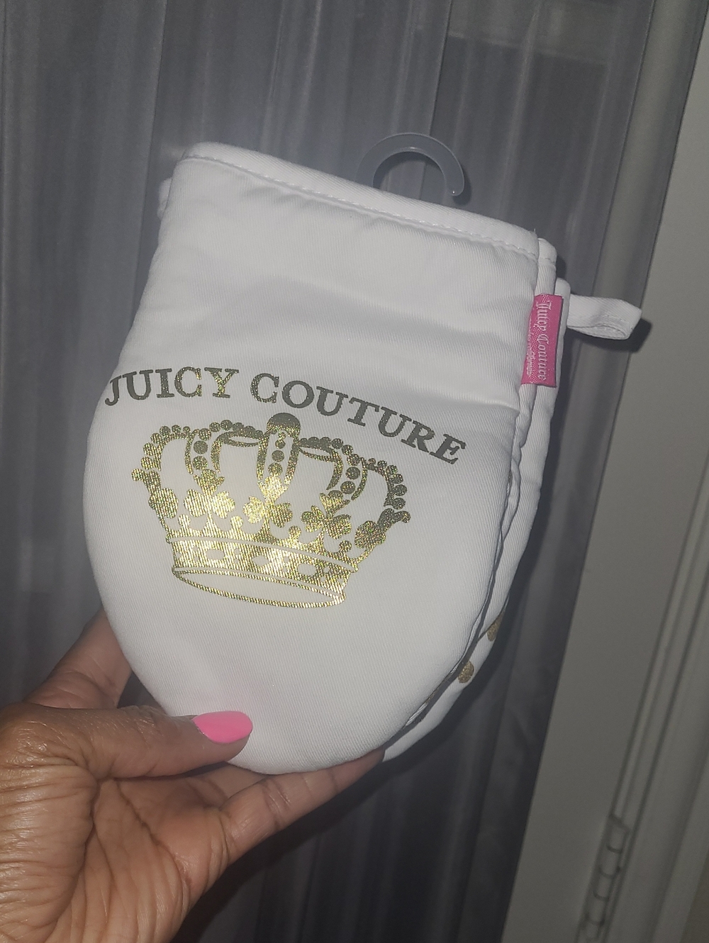 Juicy Couture White Oven Mitt with Gold Crown Logo